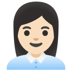 How Woman Office Worker: Light Skin Tone emoji looks on Google.