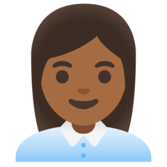 Como o emoji do Funcionária de escritório: pele morena escura é exibido no Google.