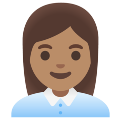 A quoi ressemblent les emoji Employée de bureau: peau légèrement mate sur Google.