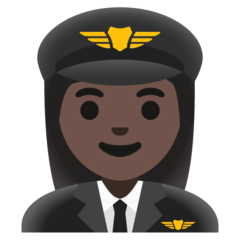 How Woman Pilot: Dark Skin Tone emoji looks on Google.