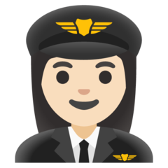 A quoi ressemblent les emoji Pilote femme: peau claire sur Google.