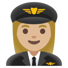 Hvordan Kvinnelig pilot: hudtype 3 emoji ser ut på Google.