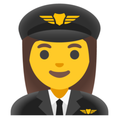 Como o emoji do Piloto de avião mulher é exibido no Google.