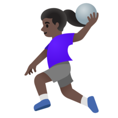 Wie Handballspielerin: dunkle Hautfarbe Emoji auf Google aussieht.