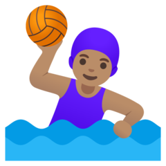 Como o emoji do Mulher jogando polo aquático: pele morena é exibido no Google.