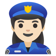 Kadın polis memuru: açık cilt tonu emojisi Google üzerinde nasıl görünüyor.