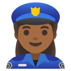 How Woman Police Officer: Medium-Dark Skin Tone emoji looks on Google.