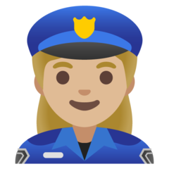 女性警察官: やや薄い肌色の絵文字がGoogleでどのように見えるか。