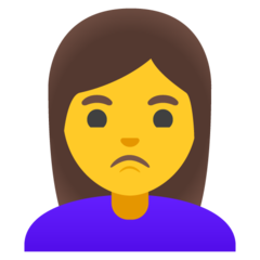 How Woman Pouting emoji looks on Google.