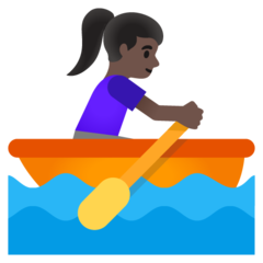 A quoi ressemblent les emoji Rameuse dans une barque: peau foncée sur Google.