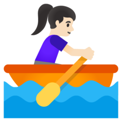 Wie Frau im Ruderboot: helle Hautfarbe Emoji auf Google aussieht.