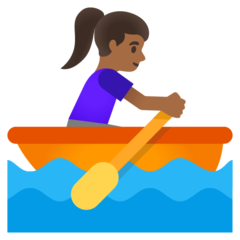 A quoi ressemblent les emoji Rameuse dans une barque: peau mate sur Google.