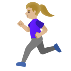 Cómo se ve el emoji Mujer corriendo: tono de piel claro medio en Google.