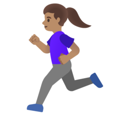 How Woman Running: Medium Skin Tone emoji looks on Google.