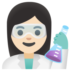 Como o emoji do Cientista mulher: pele clara é exibido no Google.