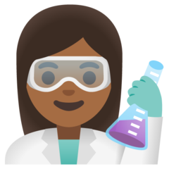 How Woman Scientist: Medium-Dark Skin Tone emoji looks on Google.