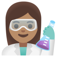 Como o emoji do Cientista mulher: pele morena é exibido no Google.