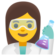 Como o emoji do Cientista mulher é exibido no Google.