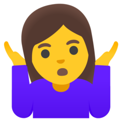 Hur Kvinna som rycker på axlarna emoji ser ut på Google.