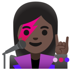 Bagaimana emoji Penyanyi wanita: ton kulit gelap kelihatan di Google.