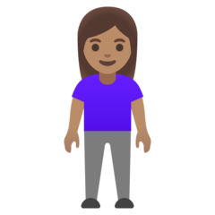 How Woman Standing: Medium Skin Tone emoji looks on Google.