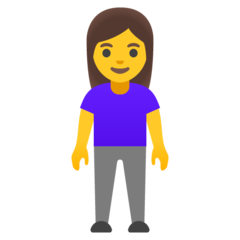 How Woman Standing emoji looks on Google.