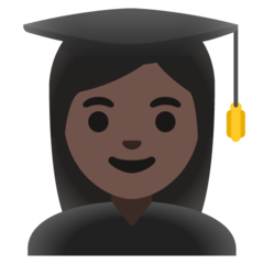 How Woman Student: Dark Skin Tone emoji looks on Google.