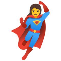 Bagaimana Pahlawan super wanita emoji terlihat di Google.