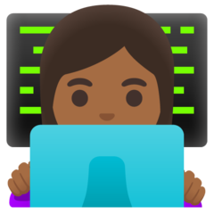 How Woman Technologist: Medium-Dark Skin Tone emoji looks on Google.