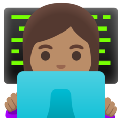 How Woman Technologist: Medium Skin Tone emoji looks on Google.