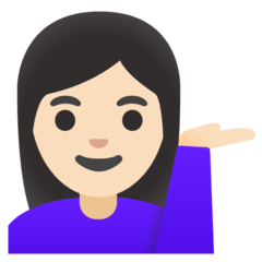 How Woman Tipping Hand: Light Skin Tone emoji looks on Google.