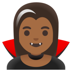 How Woman Vampire: Medium-Dark Skin Tone emoji looks on Google.