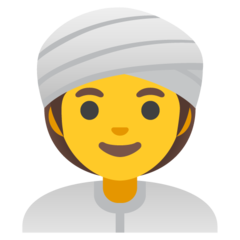 How Woman Wearing Turban emoji looks on Google.