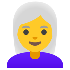 How Woman: White Hair emoji looks on Google.