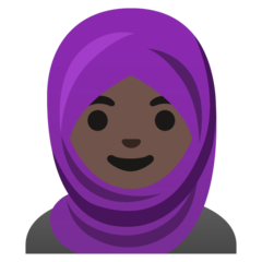 Hoe Vrouw met hoofddoek: donkere huidskleur emoji eruit ziet op Google.