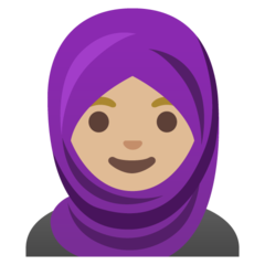 How Woman with Headscarf: Medium-Light Skin Tone emoji looks on Google.