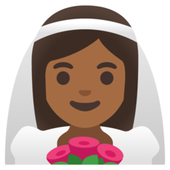 How Woman with Veil: Medium-Dark Skin Tone emoji looks on Google.