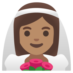 How Woman with Veil: Medium Skin Tone emoji looks on Google.