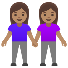 How Women Holding Hands: Medium Skin Tone emoji looks on Google.