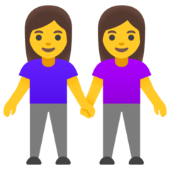 How Women Holding Hands emoji looks on Google.