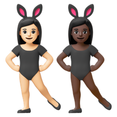 A quoi ressemblent les emoji Femmes avec des oreilles de lapin : peau claire et peau foncée sur Google.