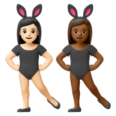 A quoi ressemblent les emoji Femmes avec des oreilles de lapin : peau claire et peau mate sur Google.