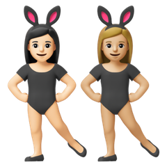 A quoi ressemblent les emoji Femmes avec des oreilles de lapin : peau claire et peau moyennement claire sur Google.