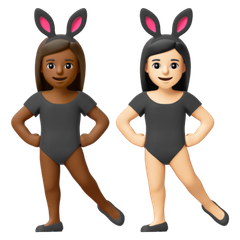 A quoi ressemblent les emoji Femmes avec des oreilles de lapin : peau mate et peau claire sur Google.