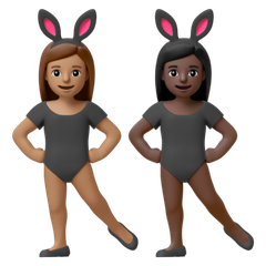 A quoi ressemblent les emoji Femmes avec des oreilles de lapin : peau légèrement mate et peau foncée sur Google.