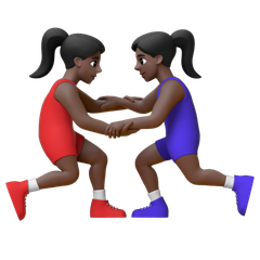 A quoi ressemblent les emoji Lutteuses : peau foncée sur Google.