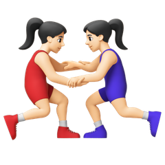 Google에서레슬링하는 여자: 하얀 피부그림 이모티콘이 어떻게 보이는지.