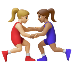 A quoi ressemblent les emoji Lutteuses : peau moyennement claire et peau légèrement mate sur Google.