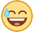 Bagaimana Wajah tersenyum lebar dan berkeringat emoji terlihat di Htc.