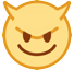 Bagaimana Smiling Face with Horns emoji terlihat di Htc.